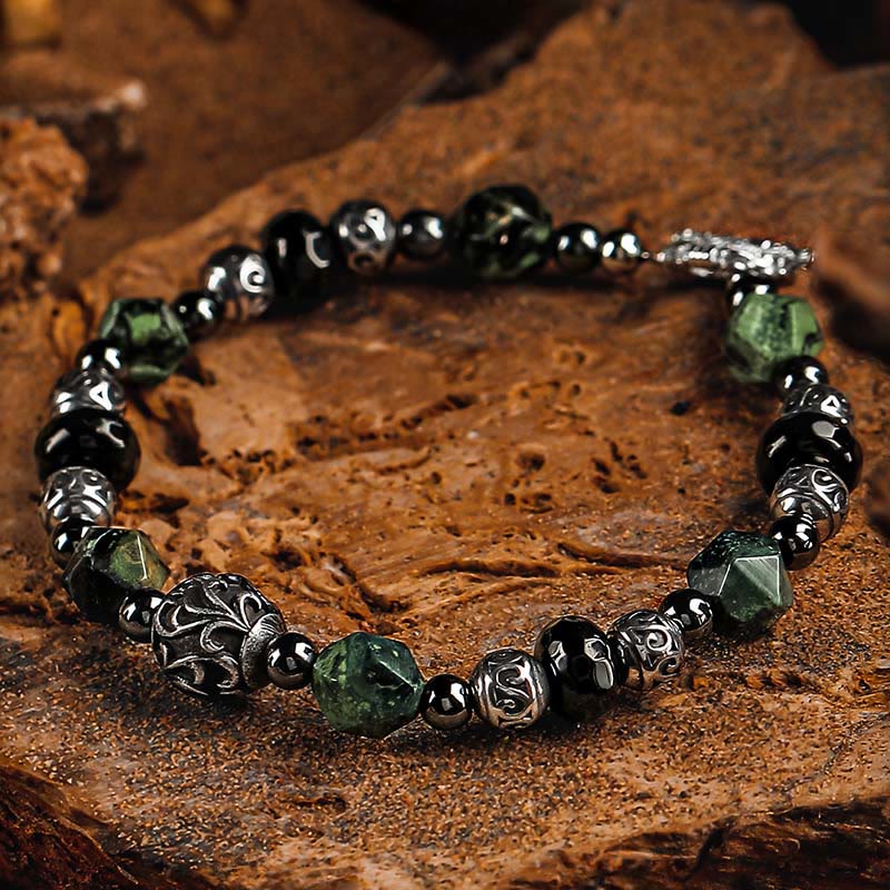 Olivenorma Malachite&Black Onyx Beaded Bracelet - image 1