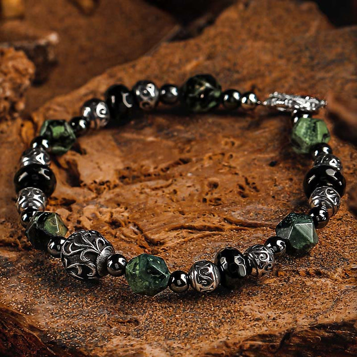Olivenorma Malachite&Black Onyx Beaded Bracelet - image 1