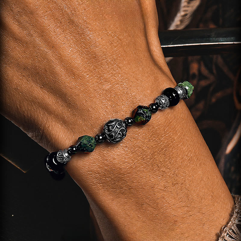 Olivenorma Malachite&Black Onyx Beaded Bracelet - image 3