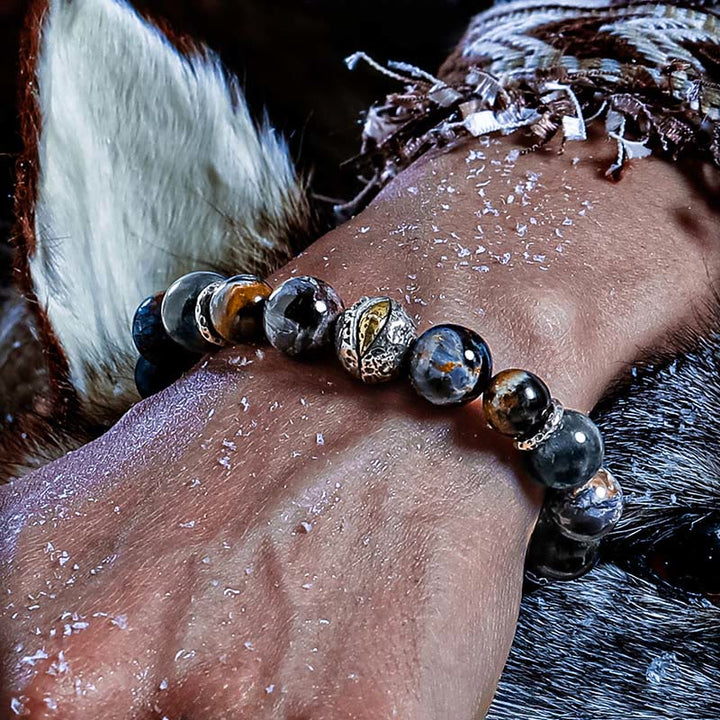 Olivenorma Pietersite&Aquamarine Beaded Bracelet - image 3