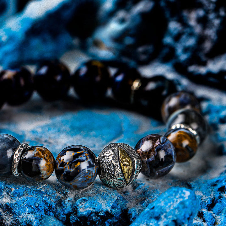 Olivenorma Pietersite&Aquamarine Beaded Bracelet - image 2