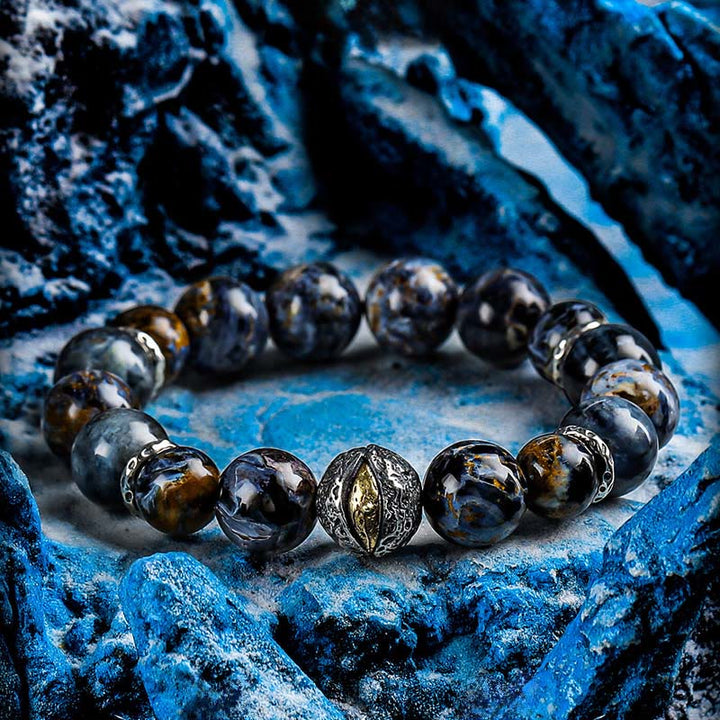 Olivenorma Pietersite&Aquamarine Beaded Bracelet - 17cm - image 0