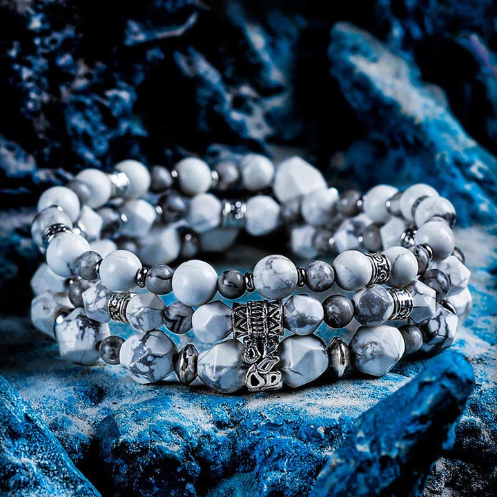 Olivenorma Howlite&Map Agate Multi Wrap Beaded Bracelet - 18cm - image 0