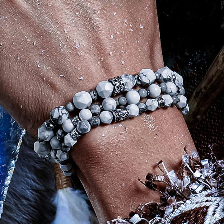 Olivenorma Howlite&Map Agate Multi Wrap Beaded Bracelet - image 3