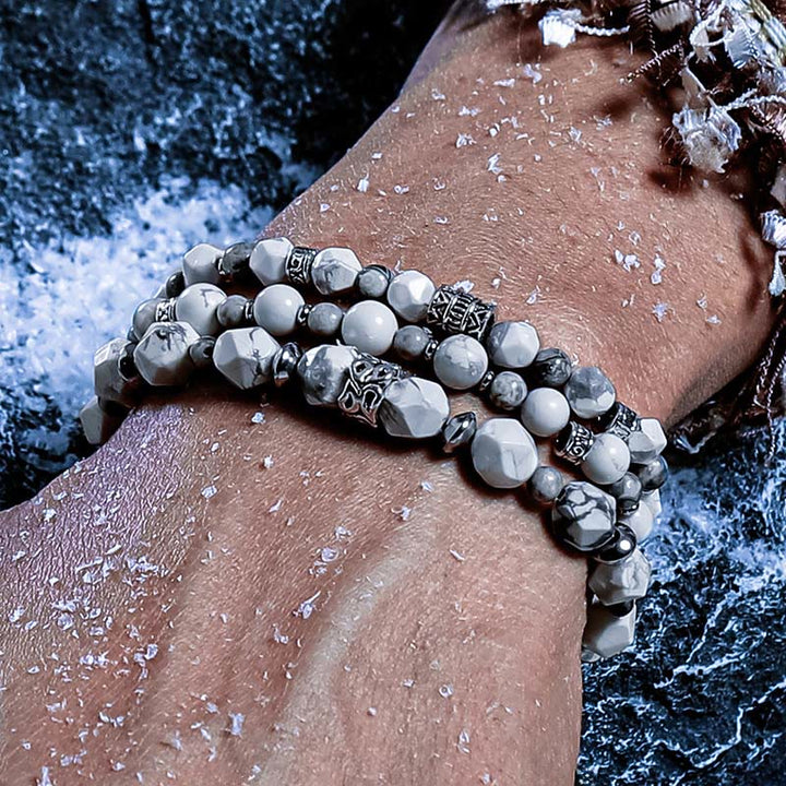 Olivenorma Howlite&Map Agate Multi Wrap Beaded Bracelet - image 4