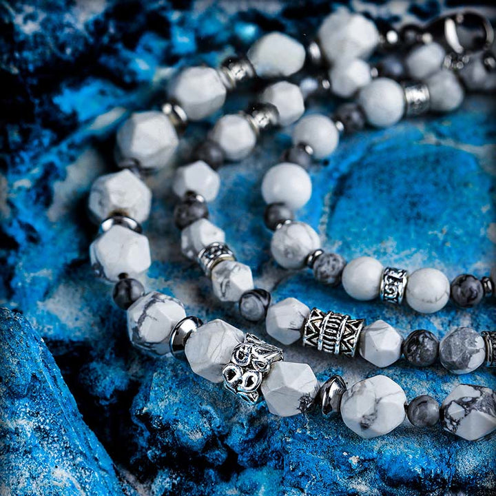 Olivenorma Howlite&Map Agate Multi Wrap Beaded Bracelet - image 2