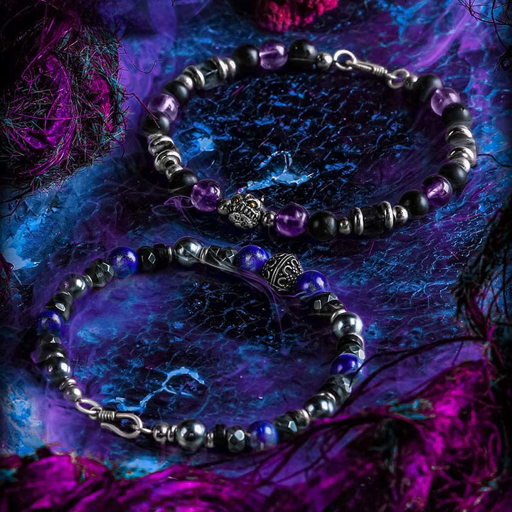 Olivenorma Amethyst&Lapis Lazuli Demon Beaded Bracelet - image 0