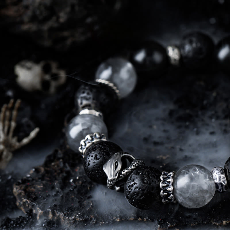 Olivenorma Obsidian&Lava Stone Beaded Bracelet - image 2