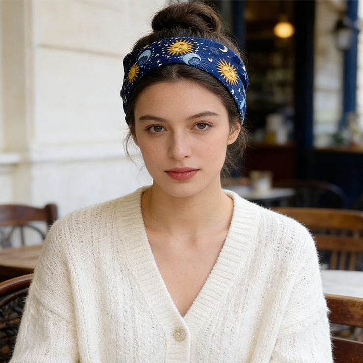 Olivenorma Boho Sun & Moon Printed Adjustable Yoga Headband - image 1