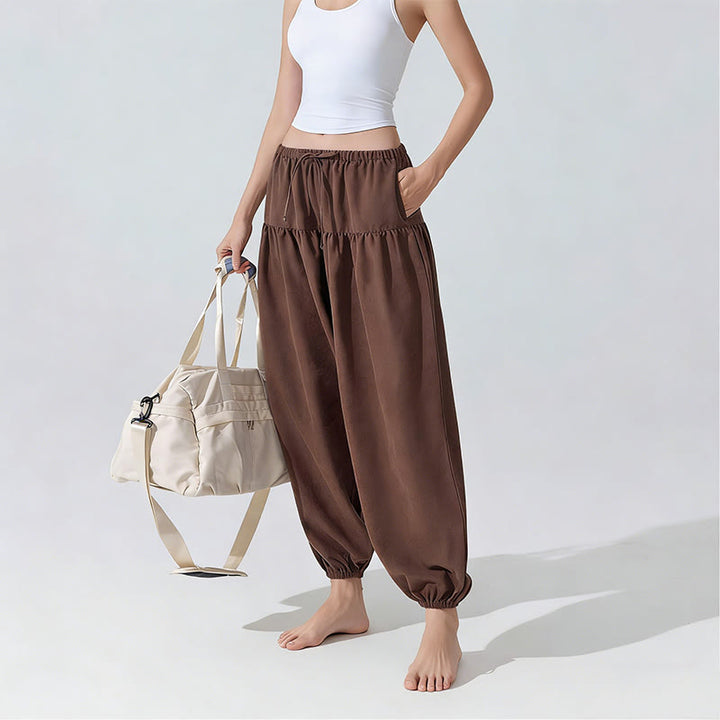 Olivenorma Plain Color Relaxed Fit Drawstring Yoga Pants - image 6