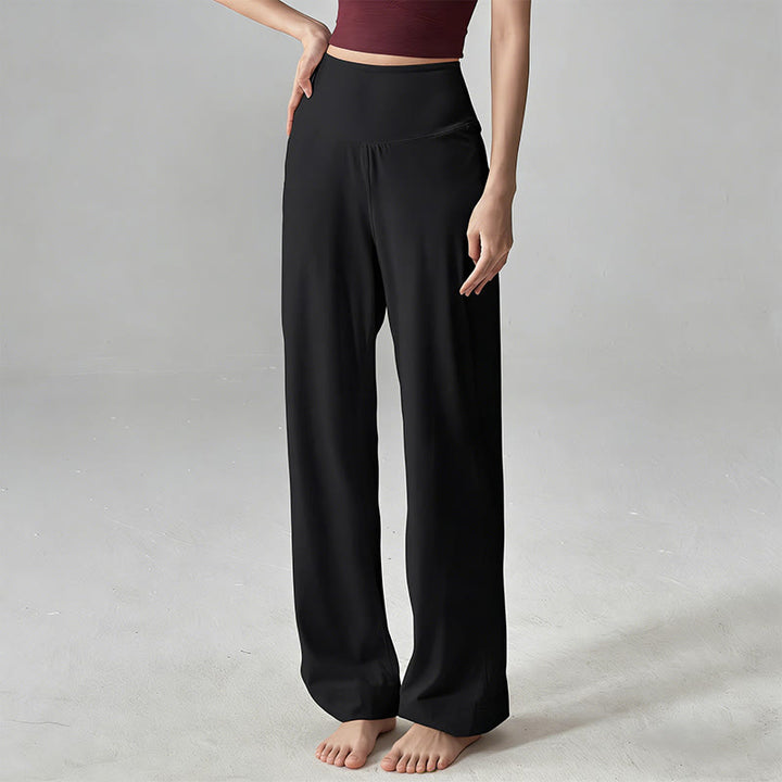 Olivenorma Plain Color High-Waist  Soft Drape Yoga Pants - Black - 2XL - image 2