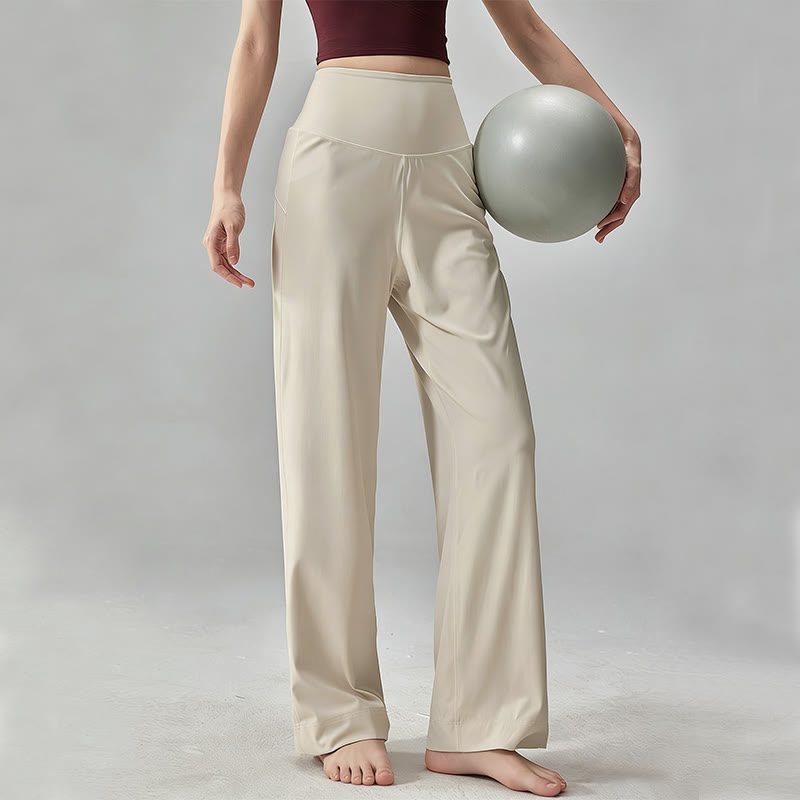 Olivenorma Plain Color High-Waist  Soft Drape Yoga Pants - Apricot - 2XL - image 0