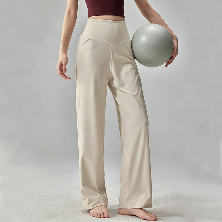Olivenorma Plain Color High-Waist  Soft Drape Yoga Pants - Apricot - 2XL - image 0