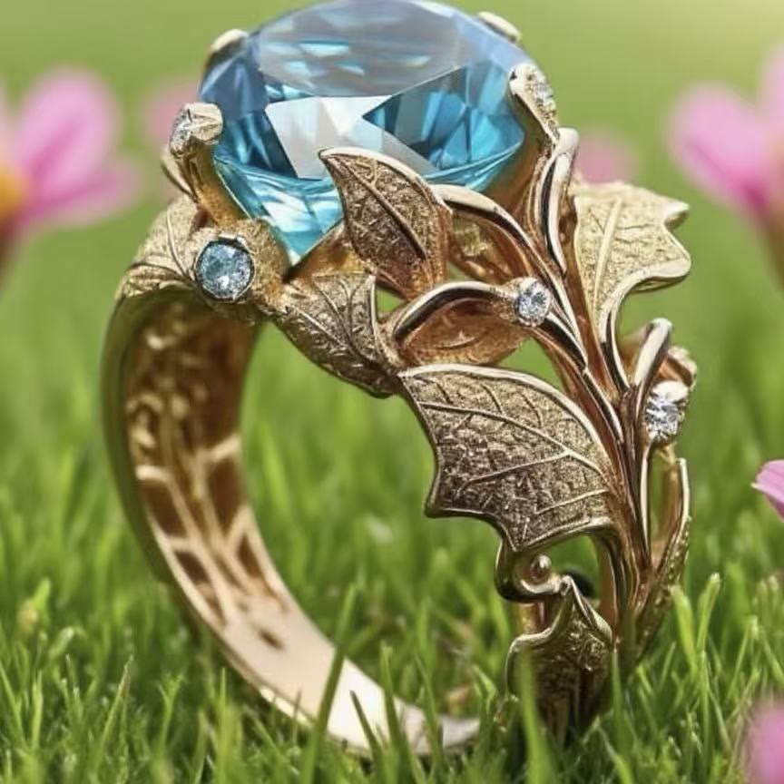 FREE Today: Vintage Blue Crystal Leaf Ring - image 6