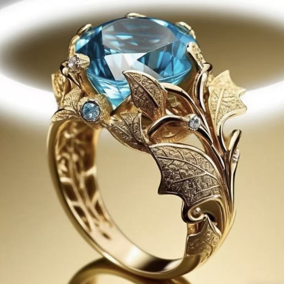 FREE Today: Vintage Blue Crystal Leaf Ring - image 4
