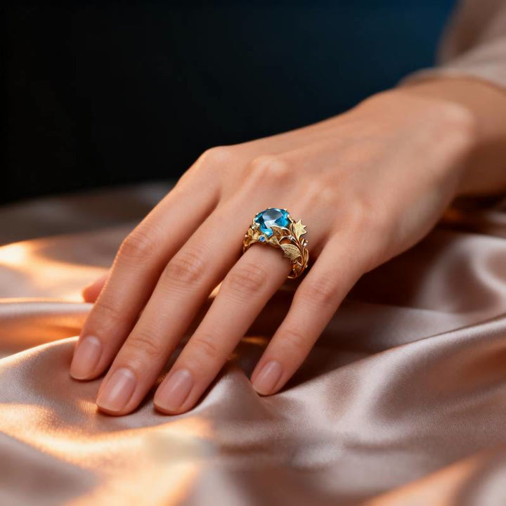 FREE Today: Vintage Blue Crystal Leaf Ring - image 2