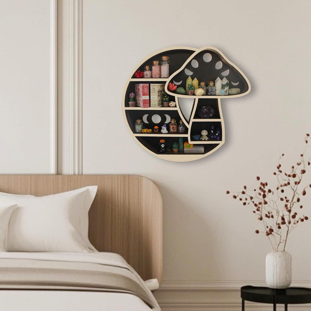 Olivenorma Wooden Mushroom heart Crystal Shelf - B - image 2