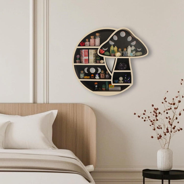 Olivenorma Wooden Mushroom heart Crystal Shelf - B - image 2