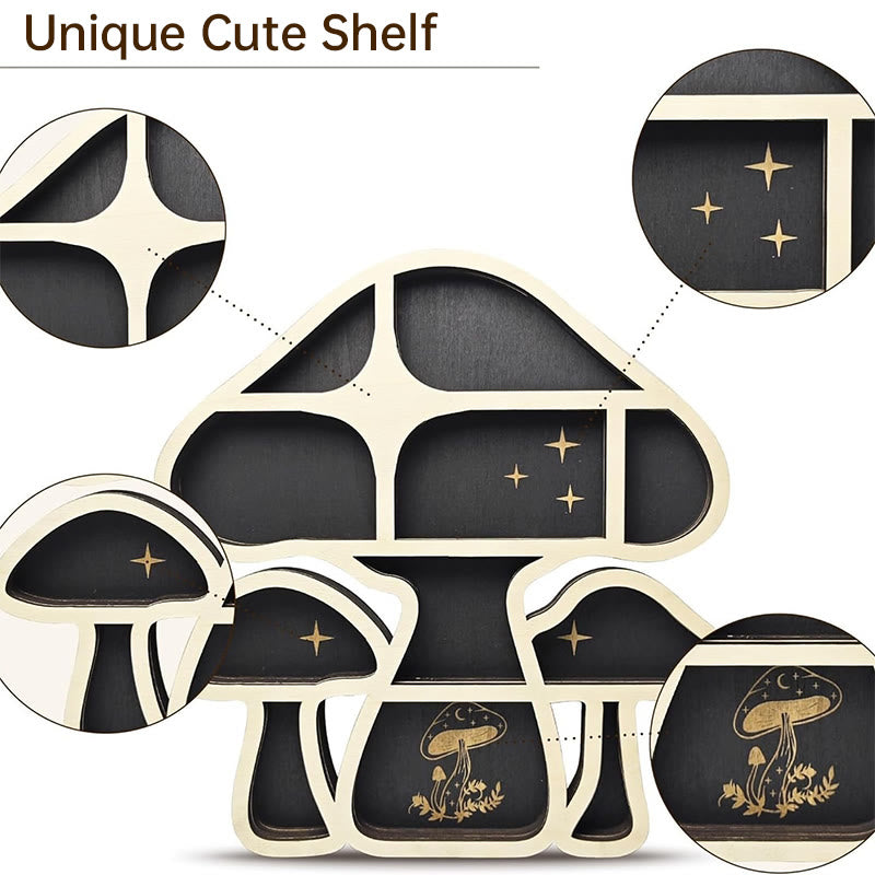 Olivenorma Wooden Mushroom heart Crystal Shelf - image 7