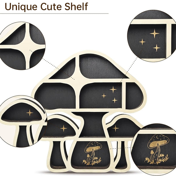 Olivenorma Wooden Mushroom heart Crystal Shelf - image 7