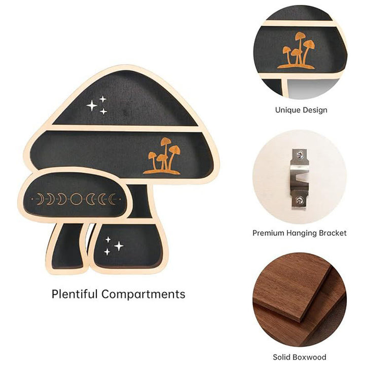 Olivenorma Wooden Mushroom heart Crystal Shelf - image 4