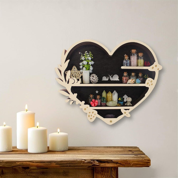 Olivenorma Wooden Mushroom heart Crystal Shelf - D - image 5