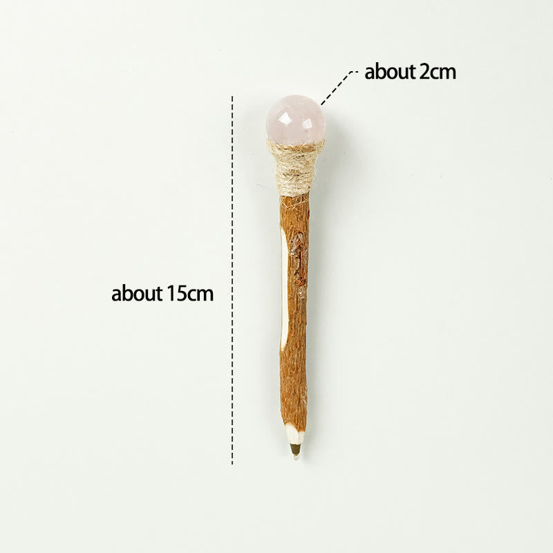 Olivenorma Natural Gemstone Wooden Ballpoint Pen Crystal Wands - Rose Quartz-Crystal Ball - image 30