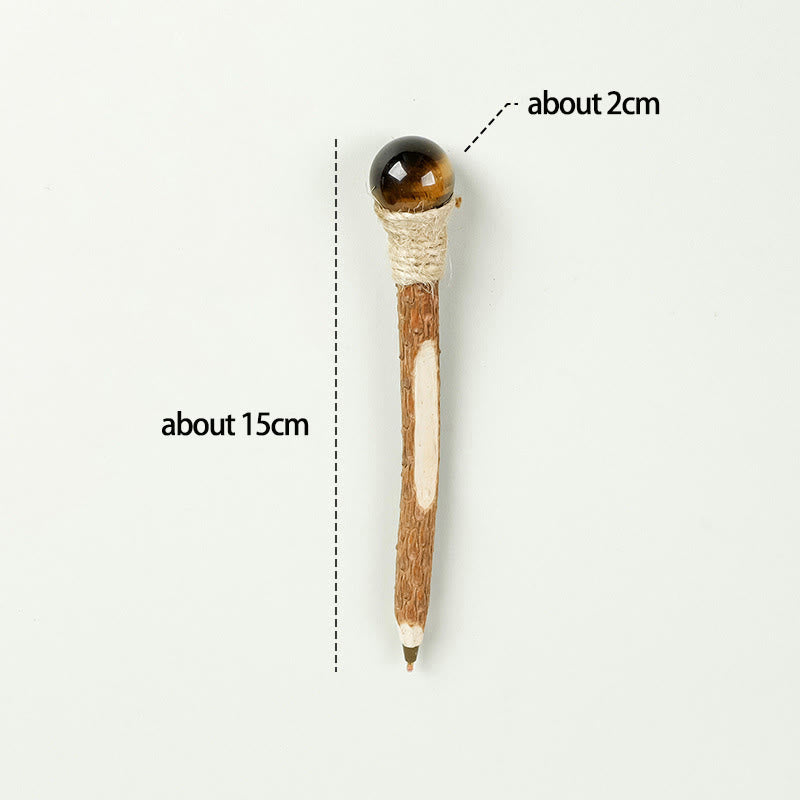 Olivenorma Natural Gemstone Wooden Ballpoint Pen Crystal Wands - Tiger Eye-Crystal Ball - image 21