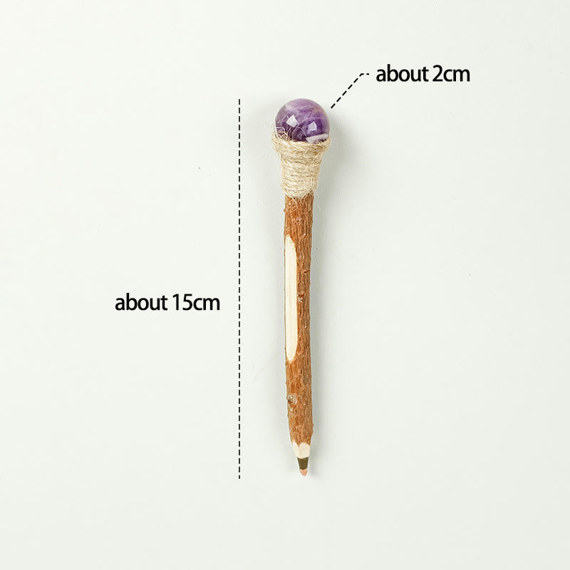 Olivenorma Natural Gemstone Wooden Ballpoint Pen Crystal Wands - Amethyst-Crystal Ball - image 23