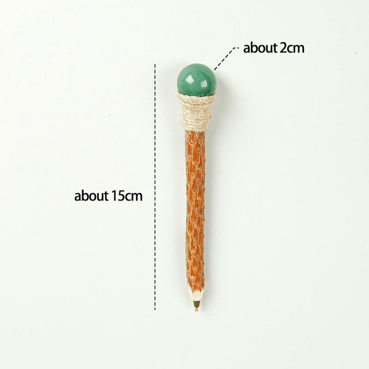 Olivenorma Natural Gemstone Wooden Ballpoint Pen Crystal Wands - Green Aventurine-Crystal Ball - image 38