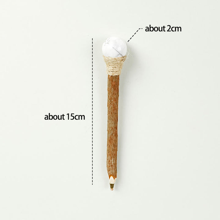 Olivenorma Natural Gemstone Wooden Ballpoint Pen Crystal Wands - White Pine Stone-Crystal Ball - image 27