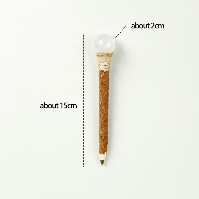 Olivenorma Natural Gemstone Wooden Ballpoint Pen Crystal Wands - Clear Quartz-Crystal Ball - image 25