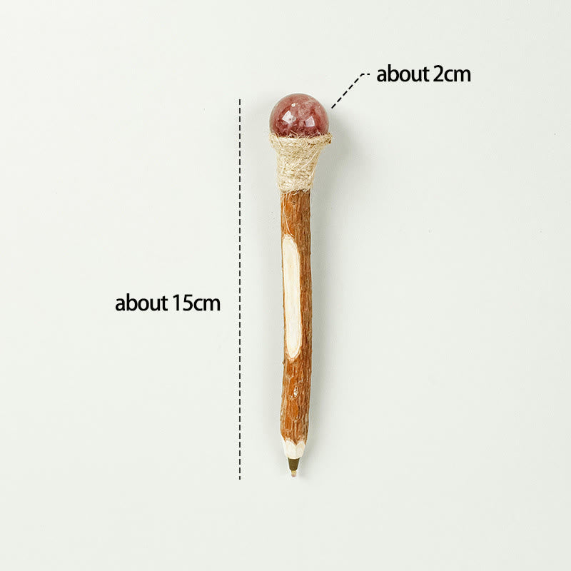Olivenorma Natural Gemstone Wooden Ballpoint Pen Crystal Wands - Strawberry Quartz-Crystal Ball - image 28