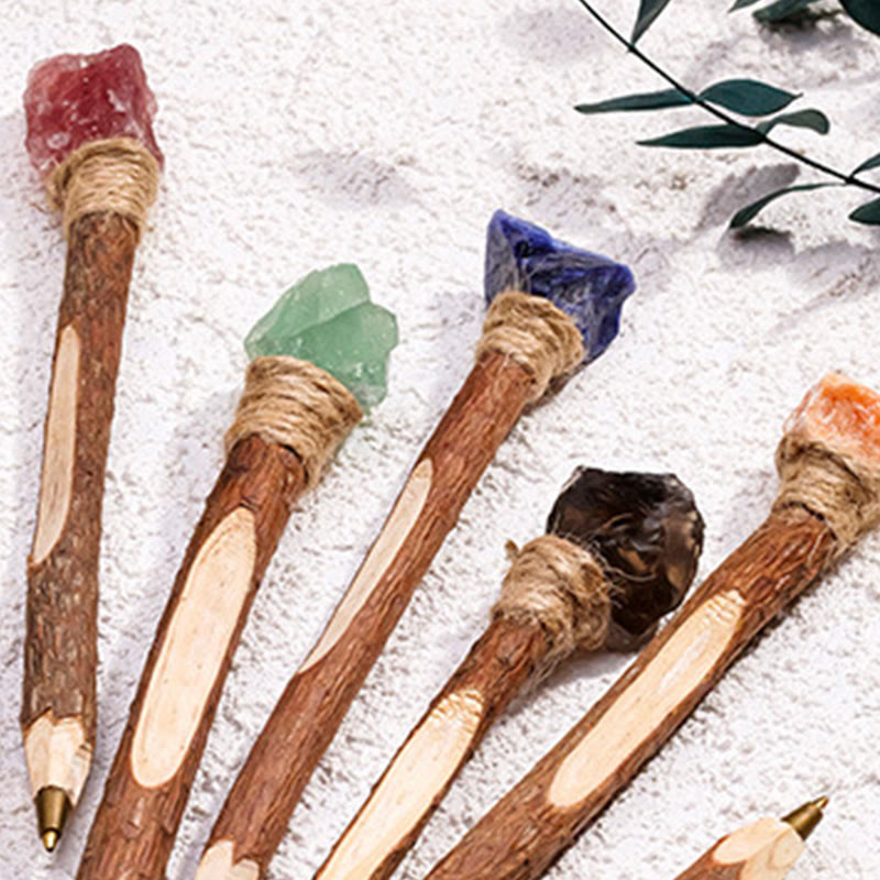 Olivenorma Natural Gemstone Wooden Ballpoint Pen Crystal Wands - image 46