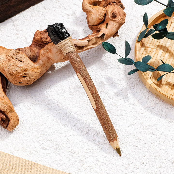 Olivenorma Natural Gemstone Wooden Ballpoint Pen Crystal Wands - Black Tourmaline - image 16