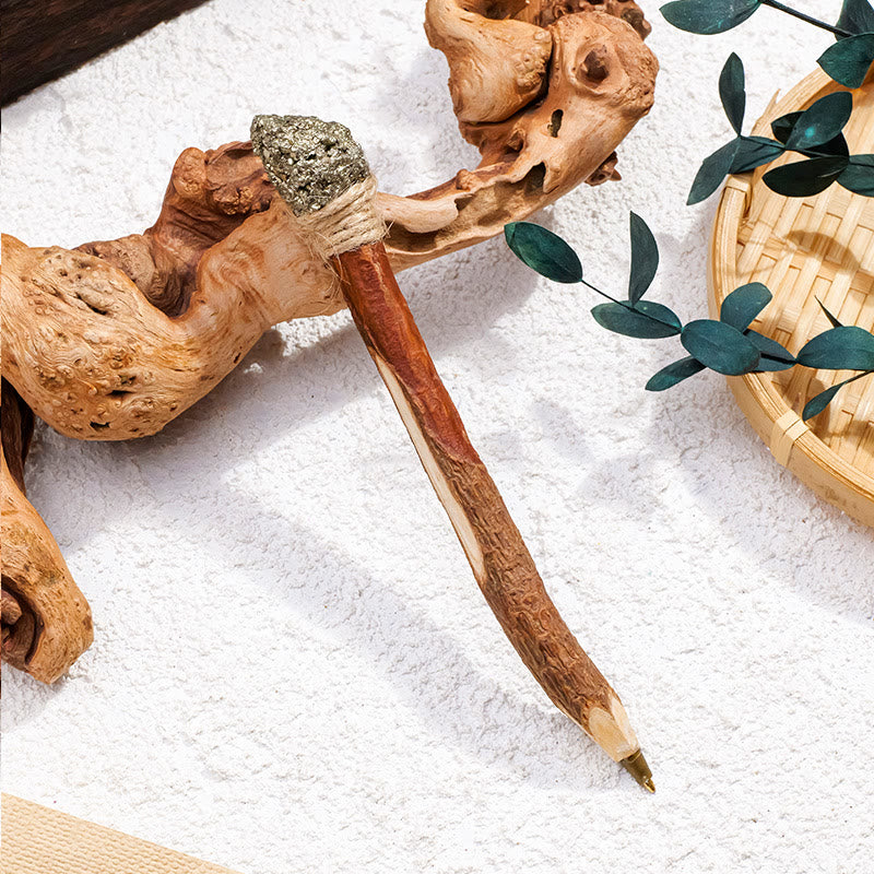 Olivenorma Natural Gemstone Wooden Ballpoint Pen Crystal Wands - Chalcopyrite - image 20
