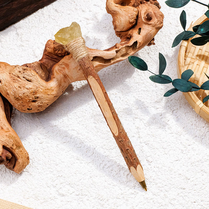 Olivenorma Natural Gemstone Wooden Ballpoint Pen Crystal Wands - Citrine - image 18