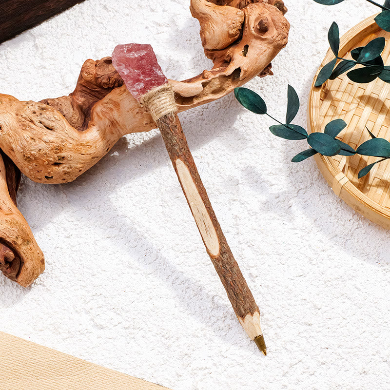 Olivenorma Natural Gemstone Wooden Ballpoint Pen Crystal Wands - Strawberry Quartz - image 12