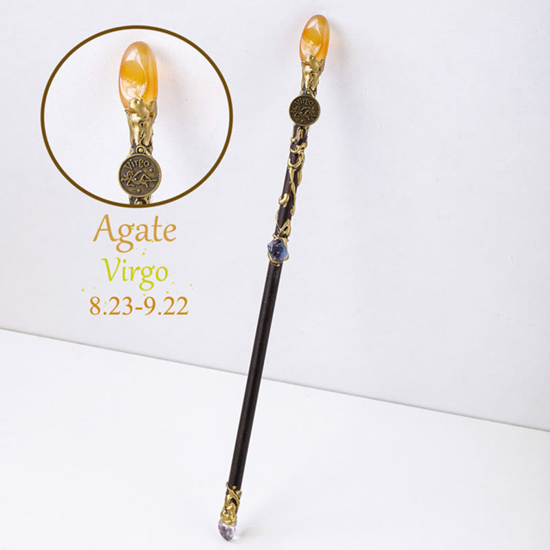 Olivenorma Natural Gemstone 12 Constellation Crystal Wands - Agate-Virgo - image 14