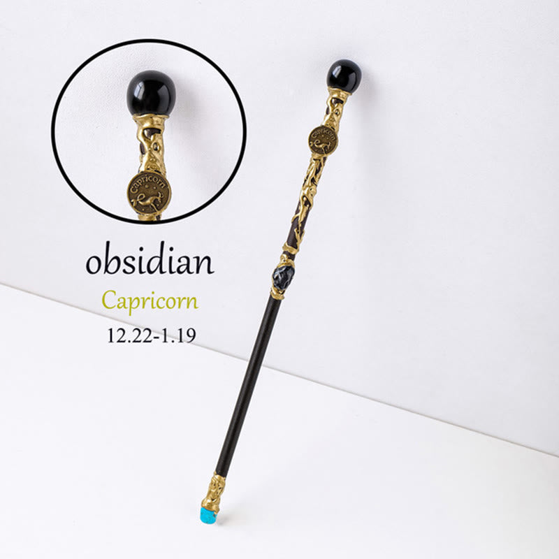 Olivenorma Natural Gemstone 12 Constellation Crystal Wands - Obsidian-Capricorn - image 21