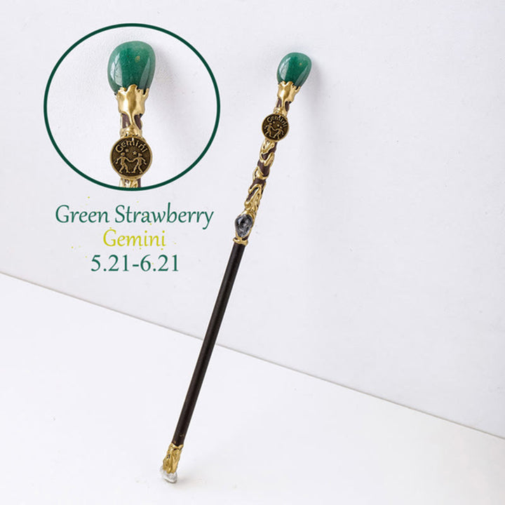 Olivenorma Natural Gemstone 12 Constellation Crystal Wands - Green Strawberry-Gemini - image 9