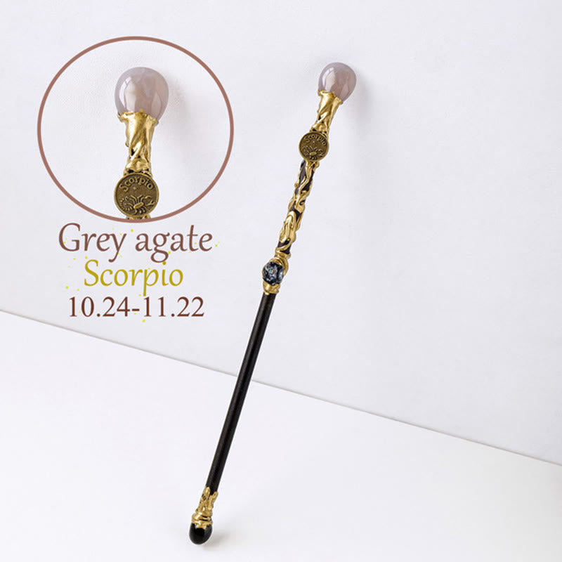 Olivenorma Natural Gemstone 12 Constellation Crystal Wands - Grey Agate-Scorpio - image 18
