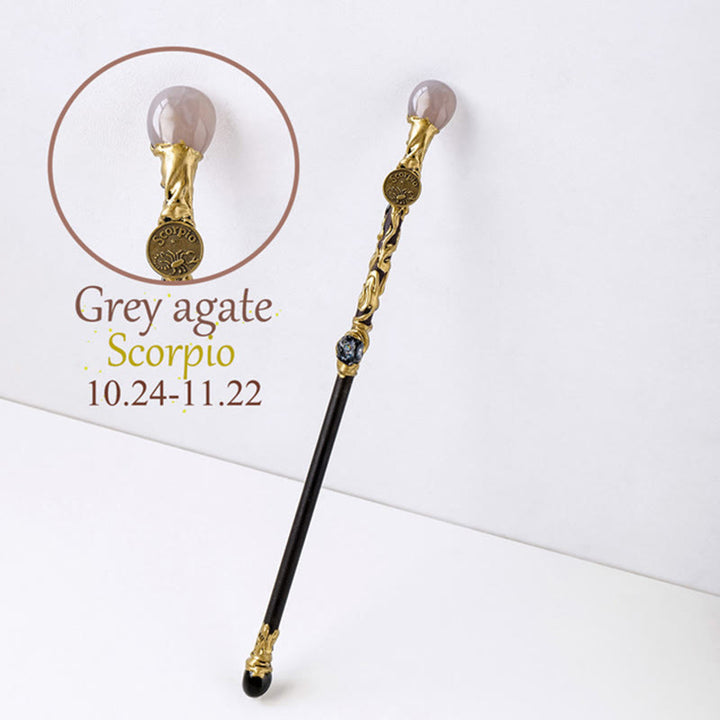 Olivenorma Natural Gemstone 12 Constellation Crystal Wands - Grey Agate-Scorpio - image 18