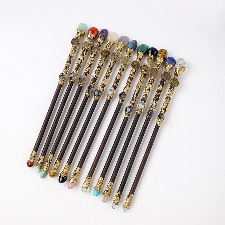 Olivenorma Natural Gemstone 12 Constellation Crystal Wands - image 24