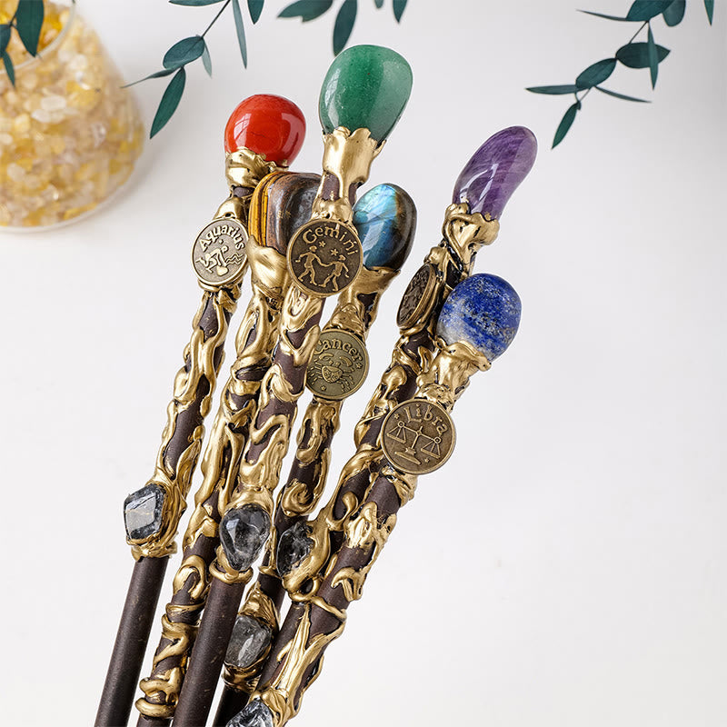 Olivenorma Natural Gemstone 12 Constellation Crystal Wands - image 26