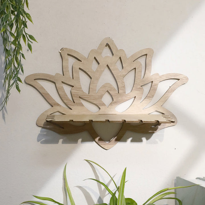 Olivenorma Wooden Hollow Lotus Crystal Shelf - image 2