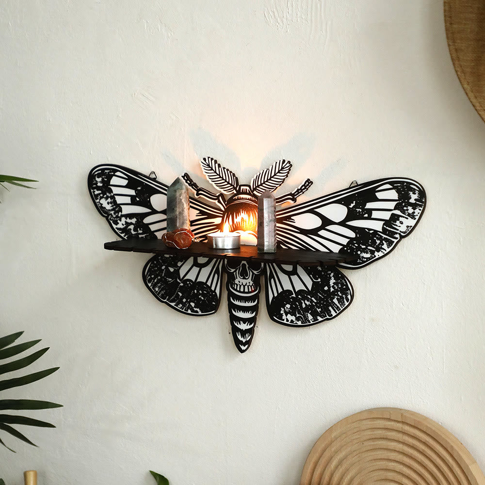 Olivenorma Wooden Moth&Skull Crystal Shelf - image 1