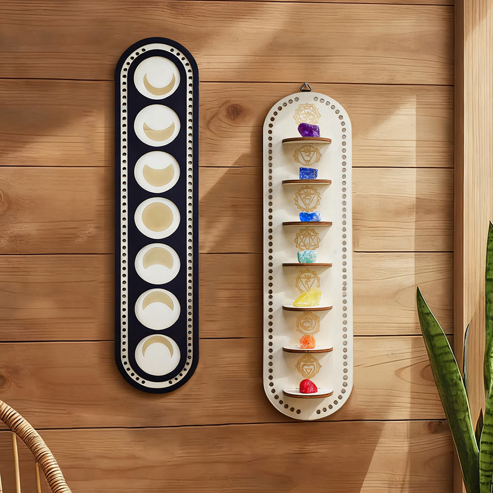 Olivenorma Wooden Boho Oval Multi-Layer Crystal Shelf - image 0