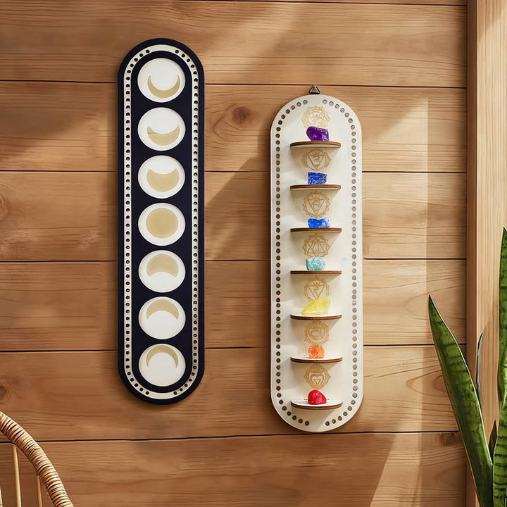 Olivenorma Wooden Boho Oval Multi-Layer Crystal Shelf - image 0