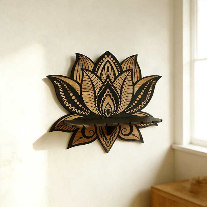 Olivenorma Wooden Lotus Mandala Pattern Crystal Shelf - image 4